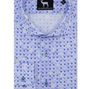 Blumfontain print wit-blauw