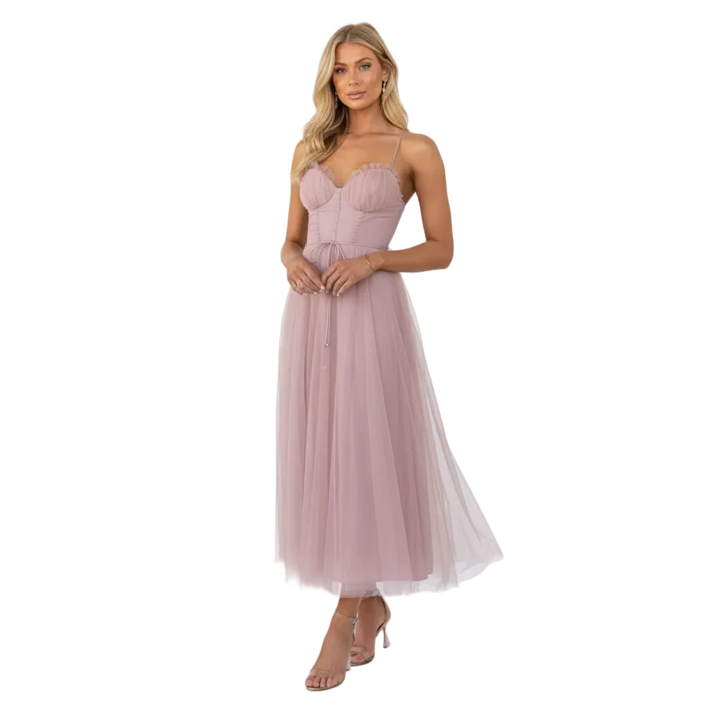 Dames Midi Jurk Tijdloos Feestelijk Hoogwaardige Stoffen