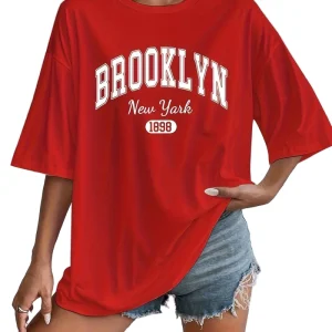Dames T-shirt Casual Brooklyn Print Hoogwaardig Katoen
