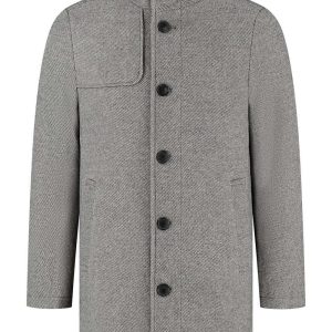 Coat stand-up collar grijs