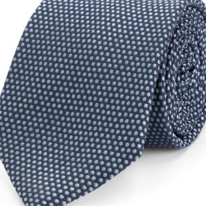 Stropdas zijde print stippel blauw