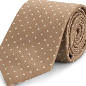 Stropdas zijde print stippel bruin