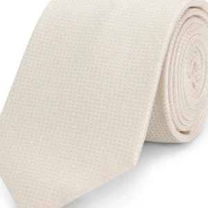 Stropdas zijde print stippel wit