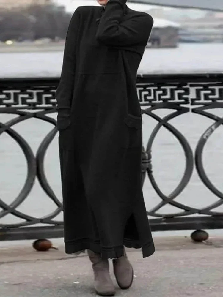 Dames Lange Jurk Comfortabele Maxi Stijl Hoogwaardige Stof - Afbeelding 3