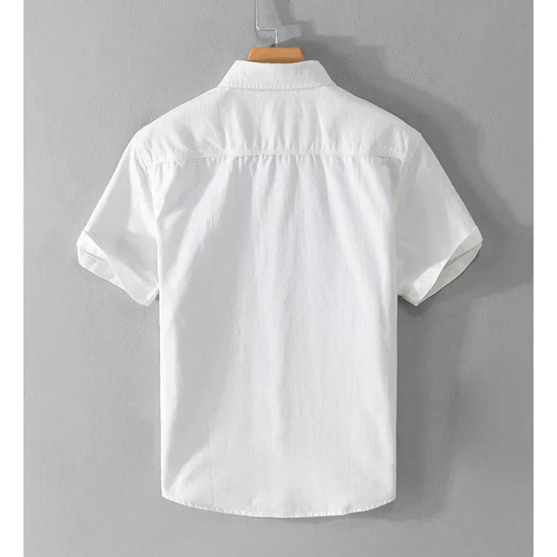 Heren Overhemd Casual Effen Katoen Ademend Regular Fit - Afbeelding 4