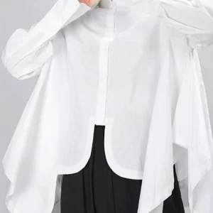 Dames Asymmetrisch Ontwerp Lange Mouwen Overhemd met PeterPan-kraag