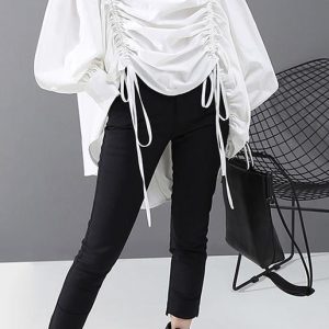 Dames Blouse Met Lantaarnmouwen Casual Stijl