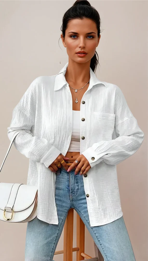 Dames Blouse Relaxed Fit Katoen - Afbeelding 5