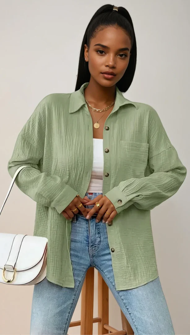 Dames Blouse Relaxed Fit Katoen - Afbeelding 6