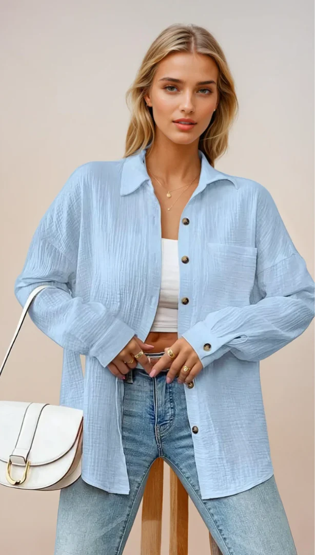 Dames Blouse Relaxed Fit Katoen - Afbeelding 7