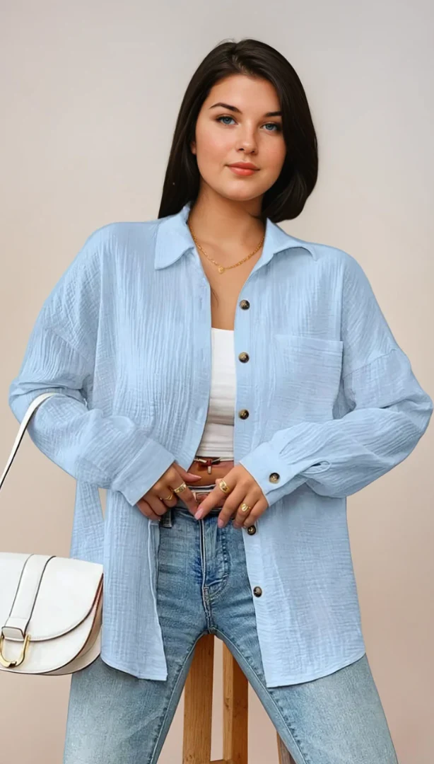 Dames Blouse Relaxed Fit Katoen - Afbeelding 8