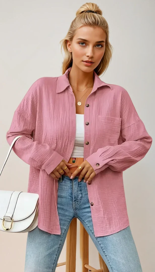 Dames Blouse Relaxed Fit Katoen - Afbeelding 9