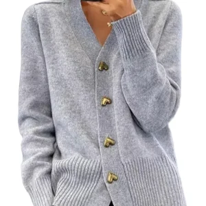 Dames Cardigan Met Hartvormige Knopen