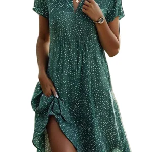 Dames Casual Jurk Met Bloemenprint en Revers