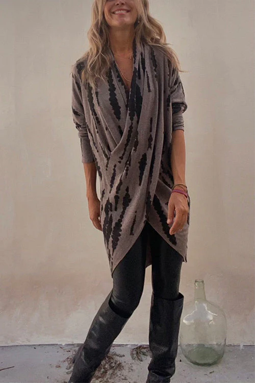 Dames Casual Tie-Dye Top met Gekruiste Voorkant en Lange Mouwen - Afbeelding 3