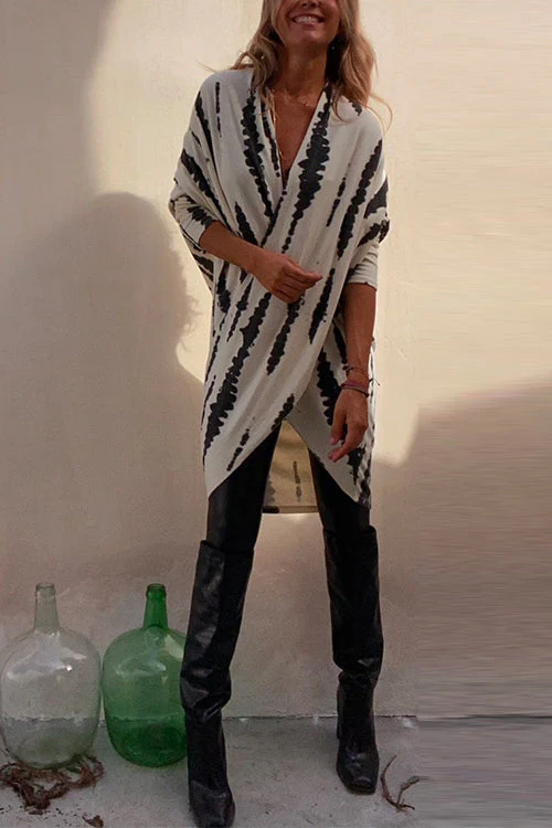 Dames Casual Tie-Dye Top met Gekruiste Voorkant en Lange Mouwen - Afbeelding 5