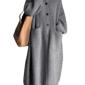 Dames Coltrui met Knoop en Zakken voor Casual en Formele Gelegenheden