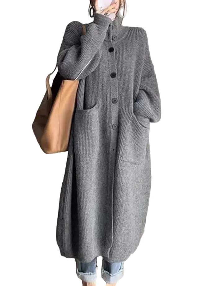 Dames Coltrui met Knoop en Zakken voor Casual en Formele Gelegenheden