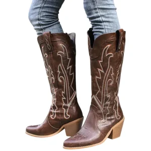 Dames Cowboylaarzen Imitatieleer Moderne Westernstijl met Rubber Zool