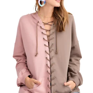 Dames Hoodie Kleurblok Gebreid