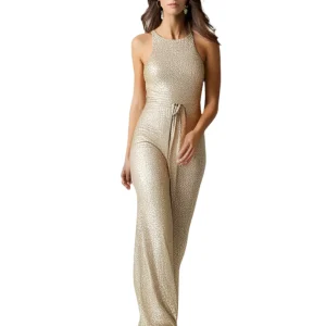 Dames Jumpsuit Feestelijk Met Glitters Open Schouders Slim Fit