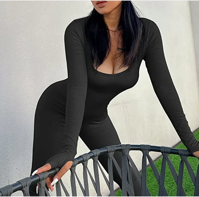 Dames Jumpsuit Geribbelde Textuur Polyester voor Yoga en Comfortabele Beweging - Afbeelding 2