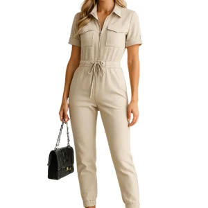 Dames Jumpsuit Slim Fit V-Hals Zachte Rekbare Stof