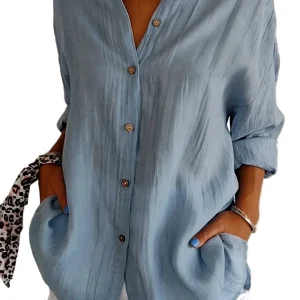 Dames Lange Blouse Plissé Ademend Comfortabel