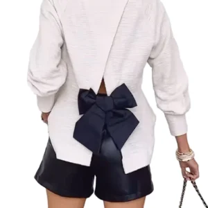 Dames Lange Mouwen Top met Strik op de Rug