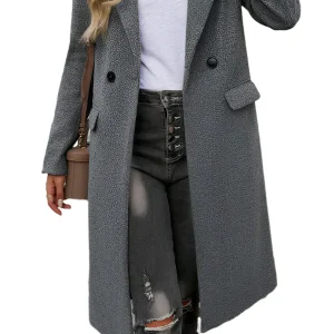 Dames Lange Winterjas Tailored Met Structuur