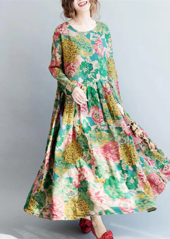 Dames Maxi Jurk Lange Linnen Bloemenprint - Afbeelding 5