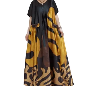 Dames Maxi Jurk Losse O-Hals voor Zomerstijl