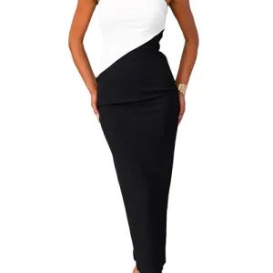 Dames Midi-jurk Strapless met Split