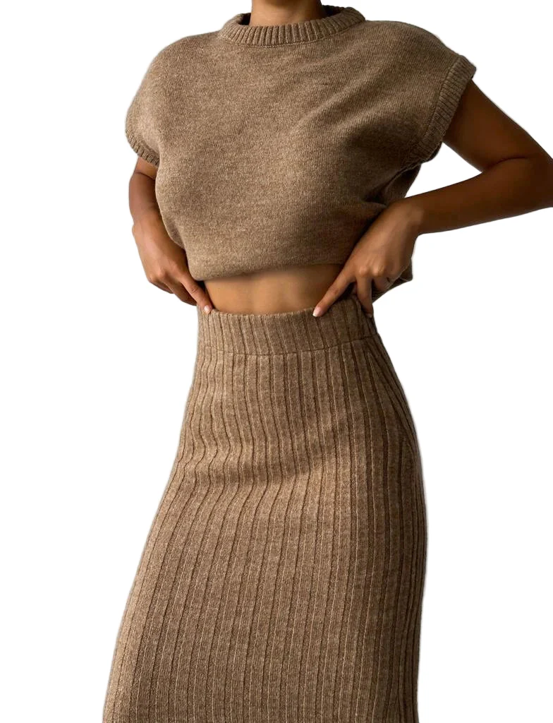 Dames Mouwloze Set Stijlvol Met Bijpassende Rok - Afbeelding 2