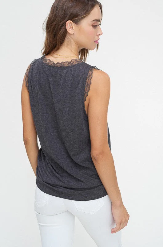 Dames Mouwloze Top V-Hals Jersey Bicolor - Afbeelding 6