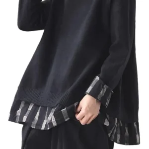 Dames Oversized Gebreide Blouse met O-hals