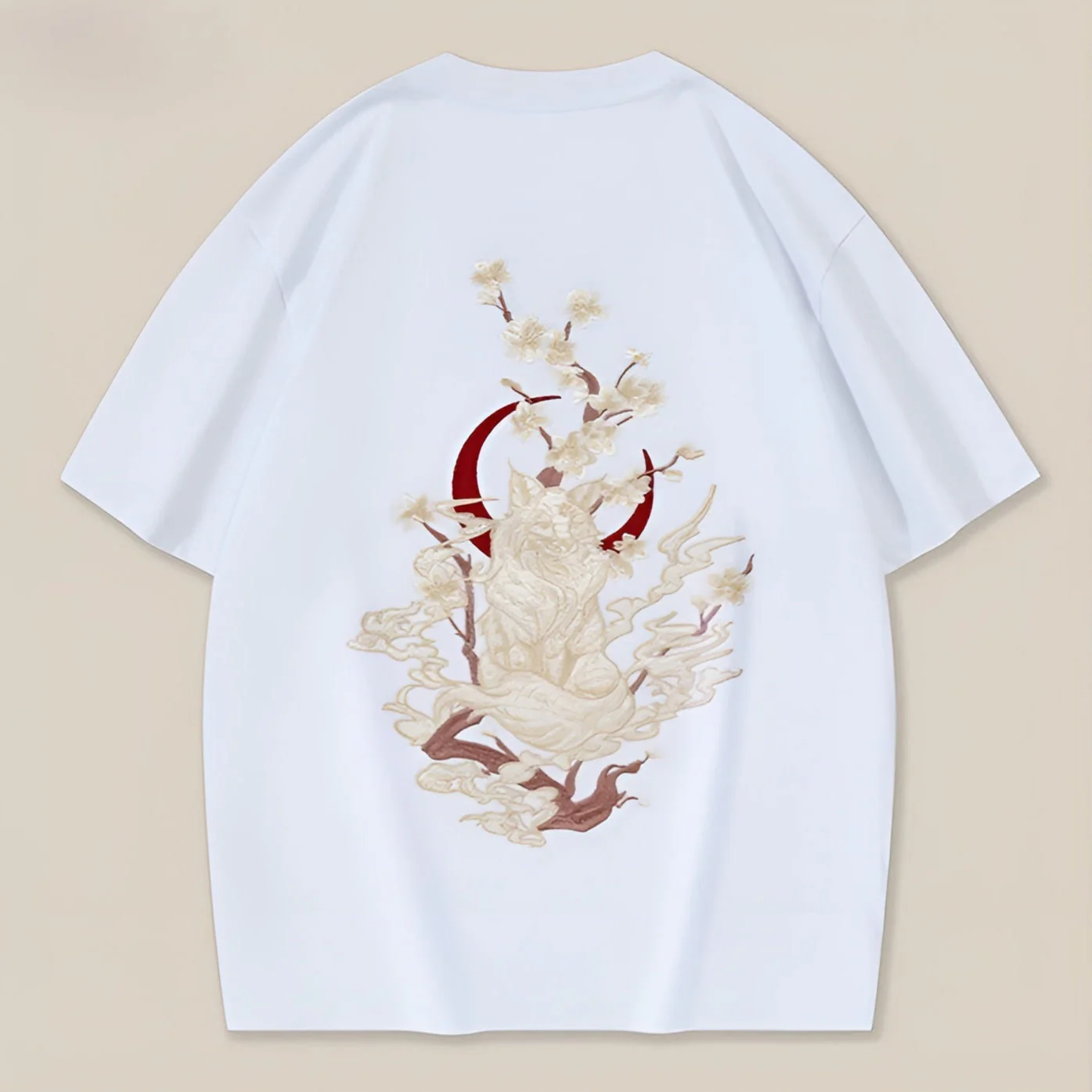 Dames Oversized T-shirt met Sakura Borduurwerk Casual