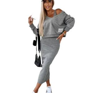 Dames Set met Jurk en Gebreide Trui