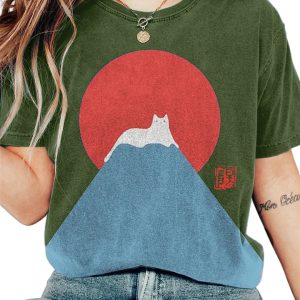 Dames T-shirt Casual met Japans Bergmotief