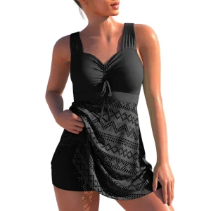 Dames Tankini Set Met Gepolsterde Top en Rimpeldetails