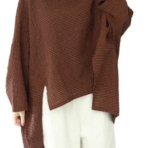 Dames Top Asymmetrisch Katoen met Ruitpatroon