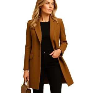 Dames Trenchcoat Dubbel Gelaagd Met Klassieke Details
