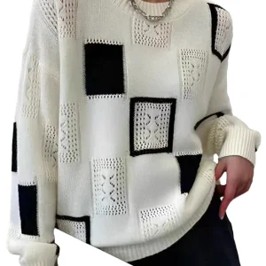 Dames Trui Retro Patchwork Stijl