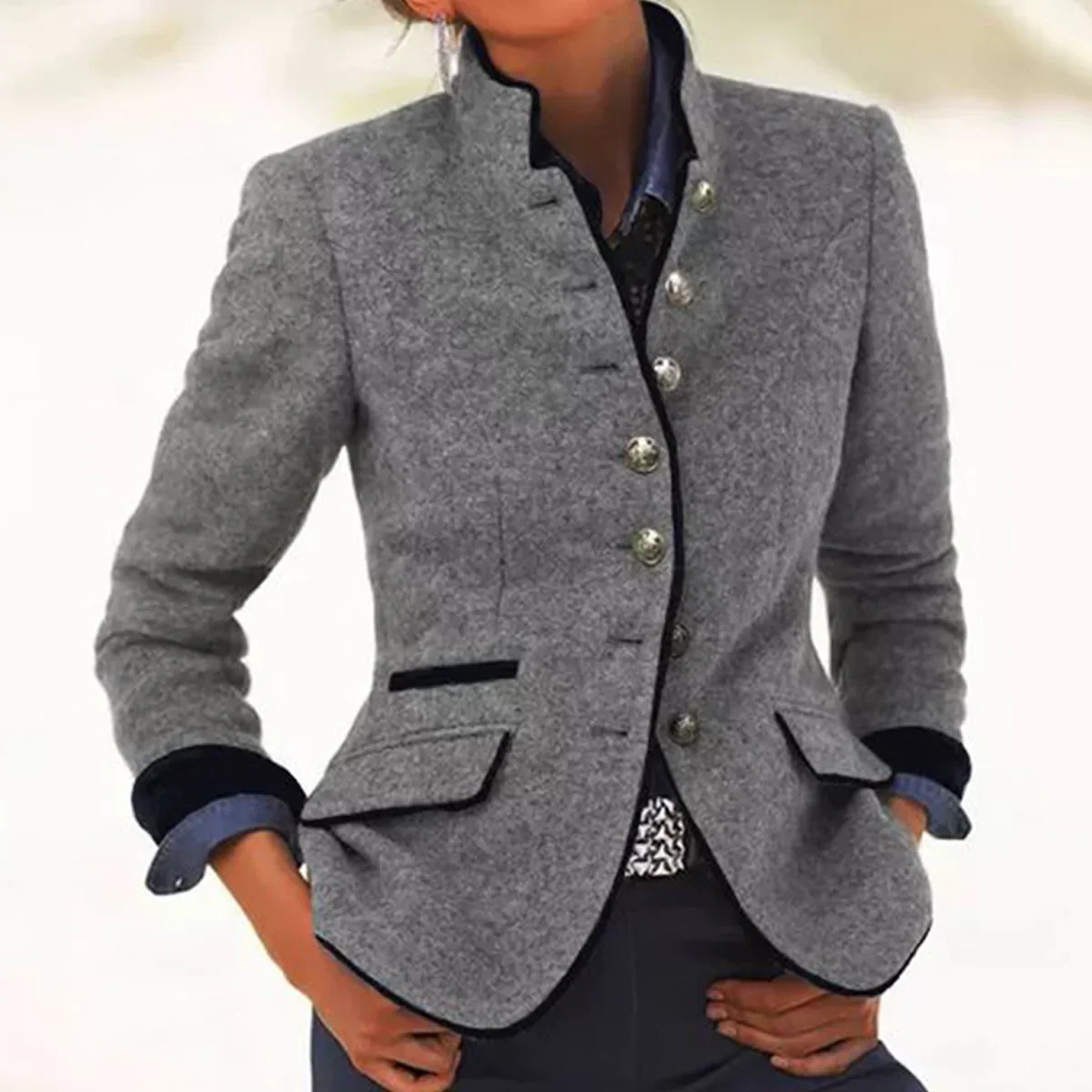Dames Vintage Blazer Met Knopen - Afbeelding 4