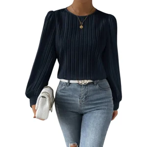 Damesblouse met Ballonmouwen en Plooidetails