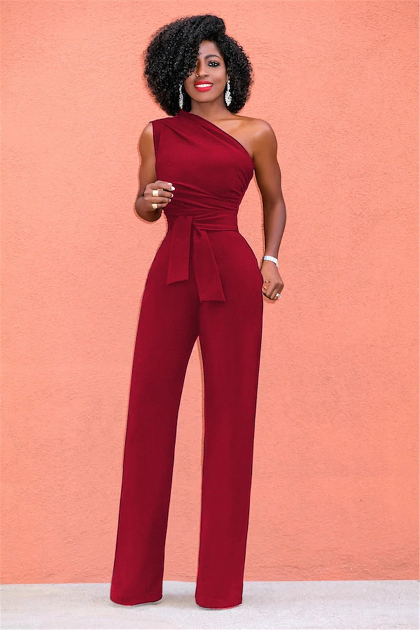 Dames Jumpsuit One-Shoulder Feestelijk Polyester Katoen - Afbeelding 2
