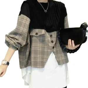 Vrouwen Casual Overhemd Geruit met Lange Mouwen