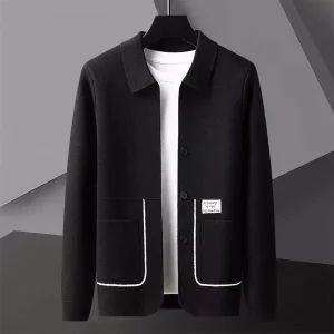 Heren Gebreid Vest Met Witte Accenten