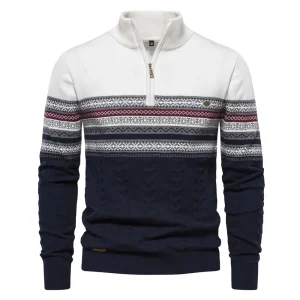 Heren Gebreide Trui met Retro Patroon