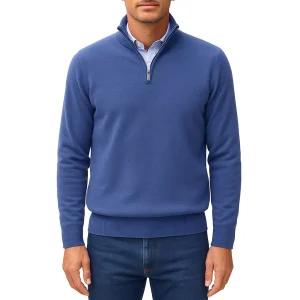 Heren Gebreide Trui met Zip Kraag en Smal Silhouet